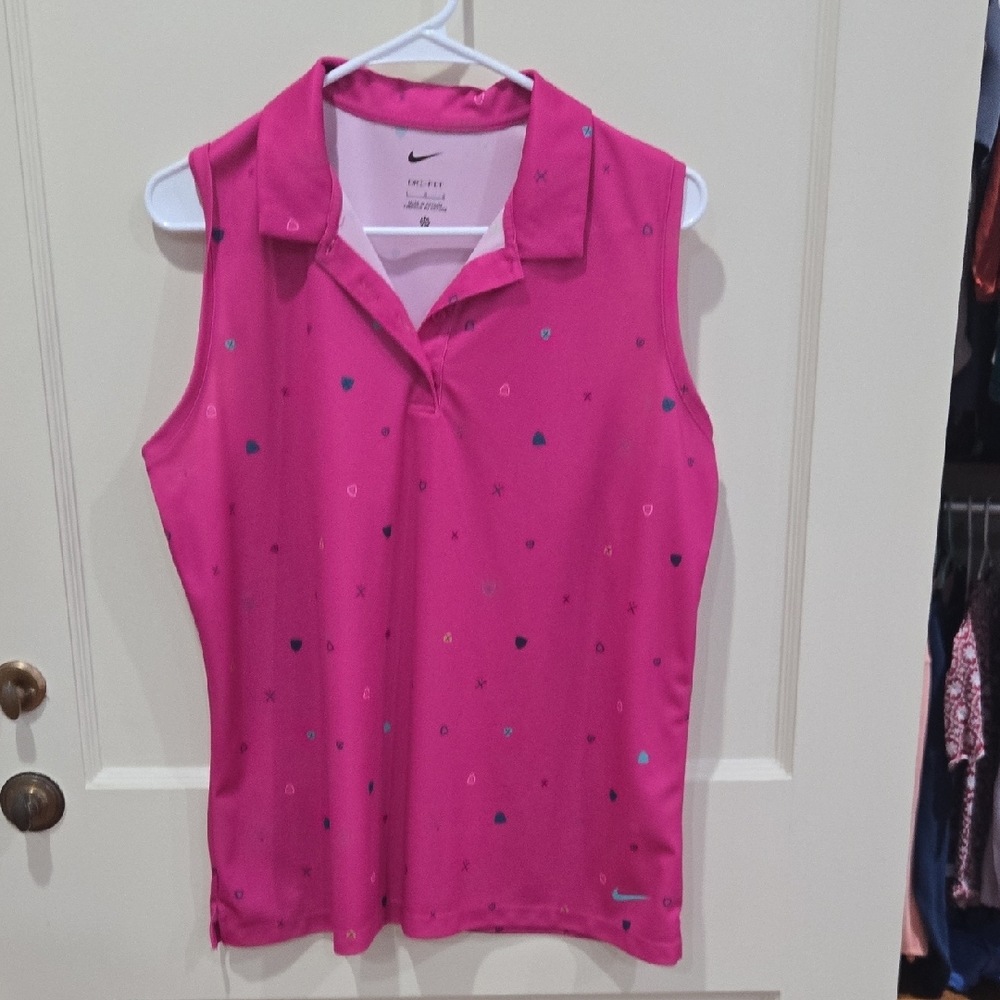 Nike Fuchsia Sleeveless Polo with Heart Accents